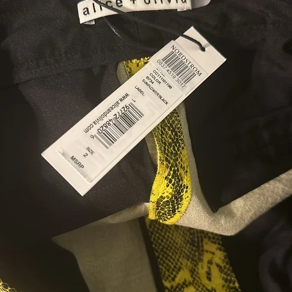 Alice & Olivia Women’s Snakeprint Wide Leg Pants New Yellow Black Size 2